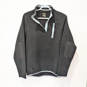 Woods Black Quilted Pullover Women's Cottagecore M 26 Inch L Elbow Patches!